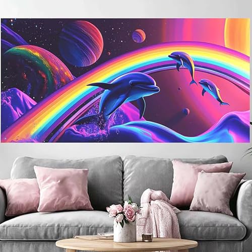 Diamond Painting 5D Full Drill de Haute Qualité Motif Dauphin Féerique 80x240