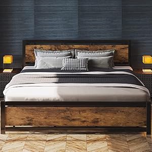 LIKIMIO King Bed Frame with Headboa...