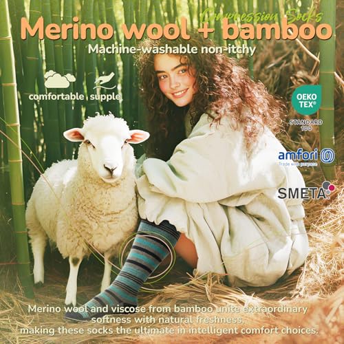 Merino Wool Compression Socks for Women Men, 15-20 mmHg, Soft & Breathable for Travel, Running, Pregnancy2