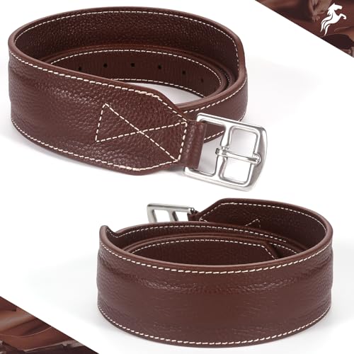 Jeereal Stability Stirrup Leathers with Strong Nylon Core for Equestrian Riding Wide Body English Stirrup Leathers (Reddish Coffee, 54" / 135cm)