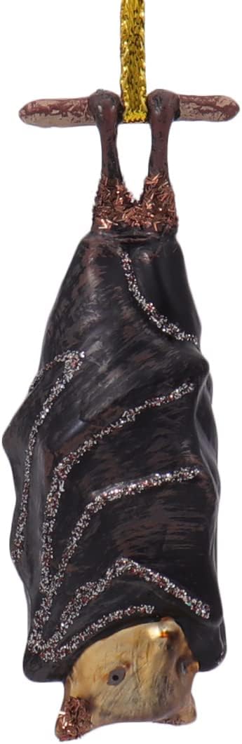 Hanging Upside Down Halloween Black Bat Christmas Ornament