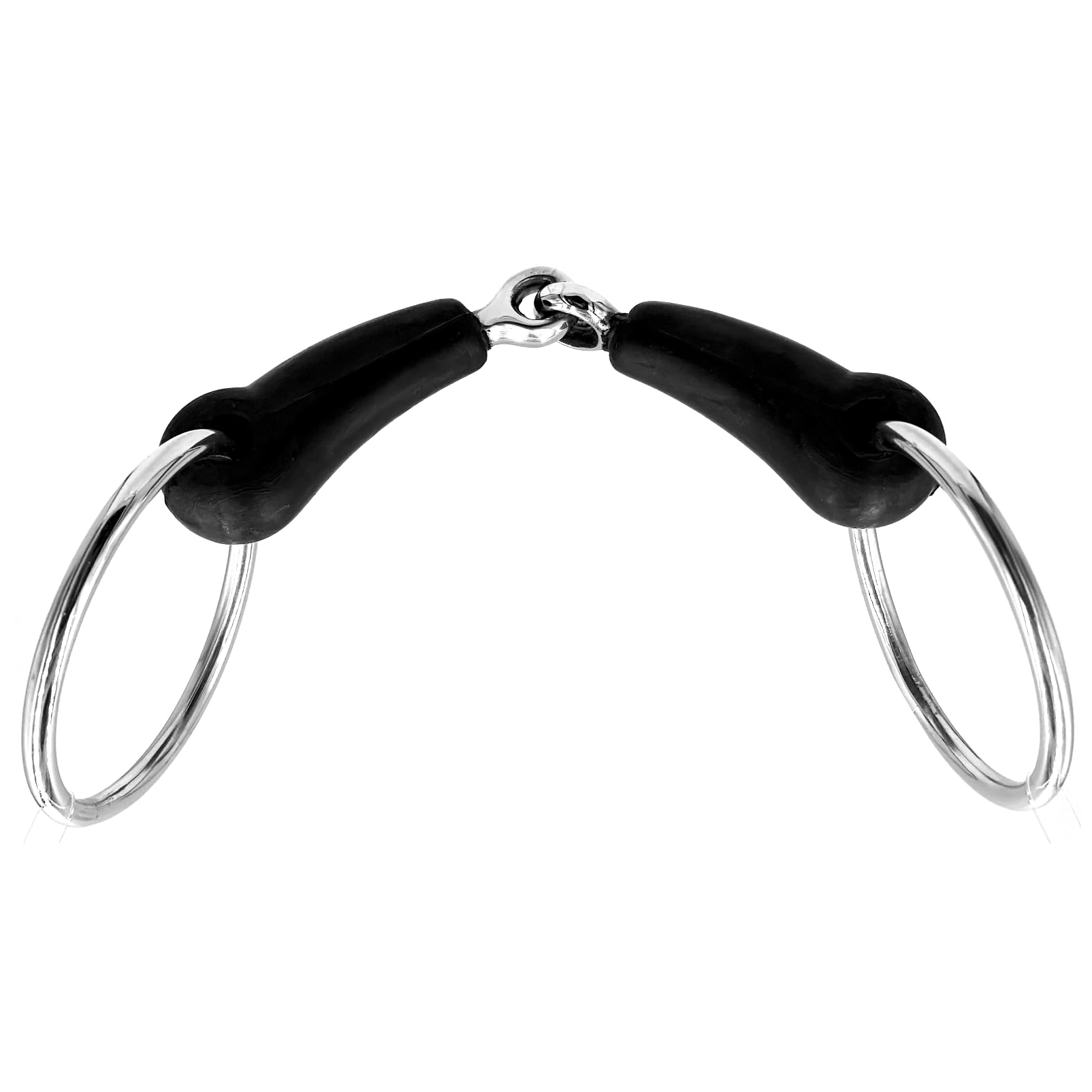 ES0233 Gebiss Wassertrense Gummigebisse Einfach Gebrochen mit Gummi aus Edelstahl Ringdurchmesser 65 mm Gebissstärke 20 mm (14.5 cm)