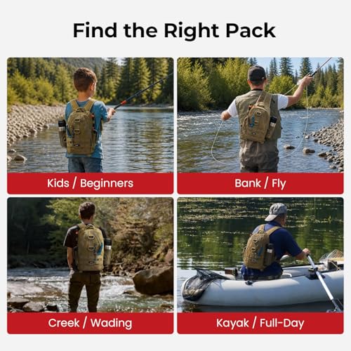 image for Piscifun Fishing Backpack with Rod Holder, Lightweight Sling Bag Storg