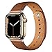 Leather Band Compatible for Apple Watch Band 49mm 45mm 41mm 40mm 44mm 38mm 42mm,Chic Leather Strap for iWatch Series 8 Ultra/8/7/SE/6/5/4/3/2/1 Women Men Bracelet Replacement,Brown