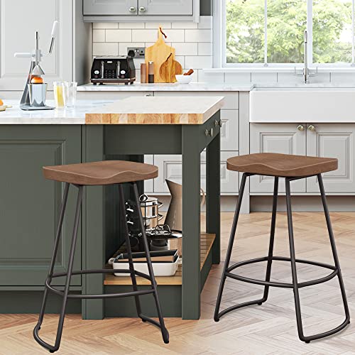 Image of Awonde 26 inch Backless Swivel Bar Stools Set of 2, Large Seat Counter Stools