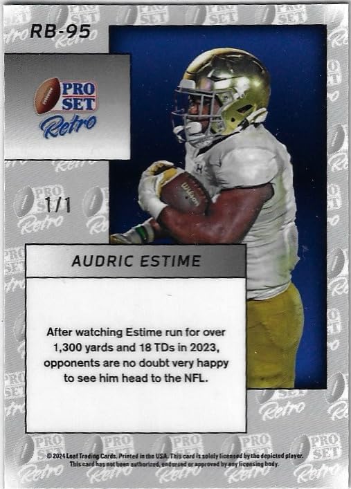 Audric Estime Serial Numbered #1/1 Retro Earth Mojo Parallel Rookie Card Collectible Football Card - 2024 Pro Set Football Card #RB-95 (Broncos)