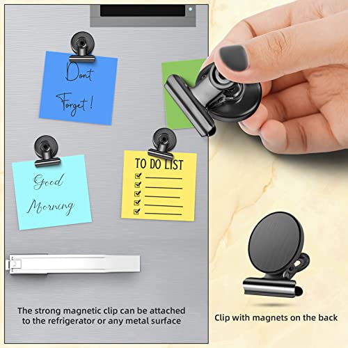 Grtard 6 Pack Magnetic Clips Heavy Duty, Magnet Clips for Fridge, Refrigerator Magnets, Strong Magnetic Clip,Scratch Free Magnets with Clip for Refrigerator, Whiteboard, Classroom, Locker(Black)