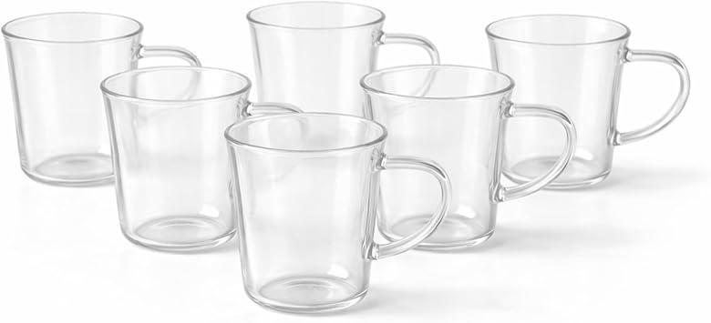 6 l  Cam Bardak Seti   170 ml Kulplu  effaf Cam Kupa,  ay Kahve ve Bitki  ay  Bardaklar , Bula k Makinesinde Y kanabilir