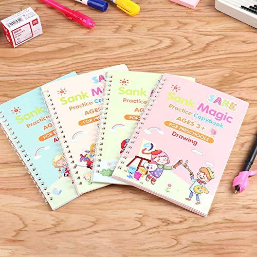 4PCS Calligraphy Copybook, Magic Calligraphy That Can Be Reused Handwriting Copybook Set Calligraphic Letter Writing Practice Workbook for Child Kids