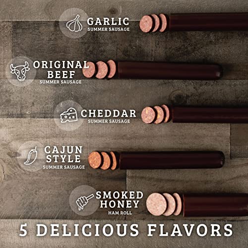 Deli Direct Beef Summer Sausage, Beef Sausage Roll, Ready To Eat, High Protein, Low Carb, Keto, Gluten Free, Charcuterie Meat, Original Beef Flavor, 12Oz (Beef Variety, 4 Pack) #TOP2
