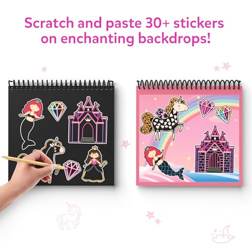 Image of Skillmatics Scratch Art Book for Kids - Unicorns & Princesses, Craft Kits & Supplies, 30+ Scratch Stickers, Travel Toys, DIY Kit, Gifts for Girls & Boys Ages 3, 4, 5, 6, 7, 8