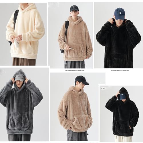 Qozys Fluffy Hoodie with Pockets,Unisex Winter Warm Fashion Pullover Hoodies, Cozy Fluffy Hoodie,Winter Hoodie2