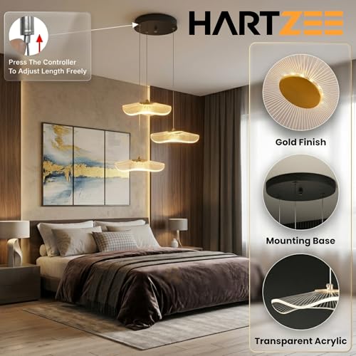 Image of Elio Wave 2 Pack Chandelier Modern Hanging Pendant Lights Warm White Ceiling Lamp for Living Room Bedroom Dining Area Kitchen Cafe Decorative Designer Ceiling Light