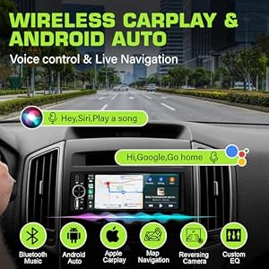 Single DIN Car Stereo with Wireless Apple CarPlay & Android Auto(Black) — photo 2 of 6