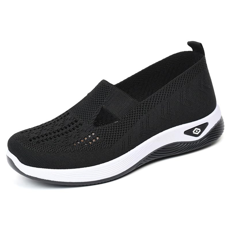 Summer Breathable Non-Slip Soft Sole Elderly Shoes, Diabetes Shoes Walking Slip-On Flat Soft Shoes for Midd