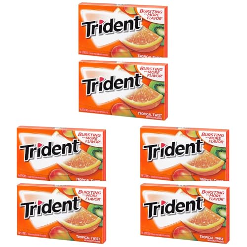 Image of Trident Tropical Twist Imported Sugar Free Gum, 14 Sticks, Mint, 20 count (Pack of 3)