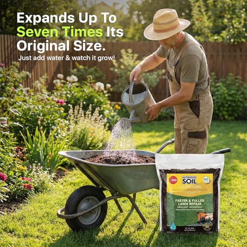 Premium Nutrient Rich Lawn Top Dressing Turf Expanding Coco Coir Mix – 10 LB Covers up to 400 sq. ft. – Grow Thicker Greener Grass in Drought Heat Conditions – Save Water, Seed, & Fertilizer