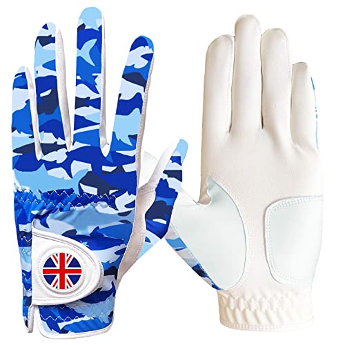 FINGER TEN Golf Gloves Men Left Hand Right with Ball Marker Cabretta Leather Weathersof Rain Grip Value Pack,Mens Golf Glove Fashion Pattern Wear Resistant (Camouflage-1 Pack