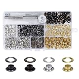 Occhielli Passacavo Kit Oro, Argento, Bronzo & Gunmetal Con Set Di 3 Fissaggio Attrezzi Per Vestiti, Abbigliamento, Pelle, Tela, Scarpa, Auto Supporto, Casa Utilizzare Da Trimming Shop - 200pcs, 6mm