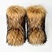 QMFUR Women's Furry Faux Fur Boots Fuzzy Fluffy Mid Calf Snow Boots Suede Warm Fur Lined Booties Flat Fashion Boots (Brown, Adult, Women, 9.5, Numeric, US Footwear Size System, Medium)