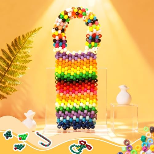 Simetufy 3600Pcs Pony Beads Bulk, 24 Assorted Colors Rainbow Plastic Beads — view 7