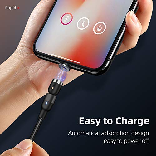 Magnetic Charging Cable 2.4A,【4Pack】1.64 ft x 1 + 3.3ft x 2+ 6.6ft x 1,3-in-1,540° Rotating Heads.Magnetic Charging Cable,Magnetic Phone Charger Cable.Micro USB,Type C Cable,i-Product compatible