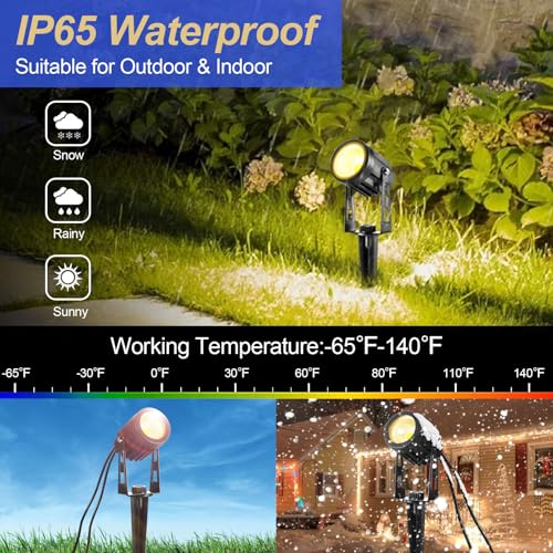 GreenClick Landscape Lighting, 3W 12V Extendable Low Voltage 6 in 1 Landscape Lights with Transformer IP65 Waterproof 1800 Lumen Outdoor Spotlight for Garden Walls Trees Flag Pathway, Warm White