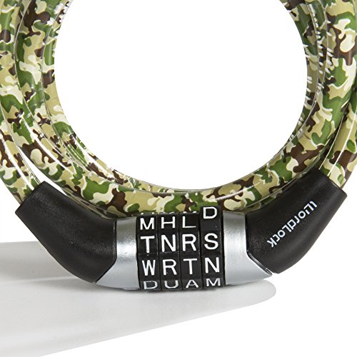 Wordlock Cable Lock, Camo Green, 8Mm/5' #TOP4