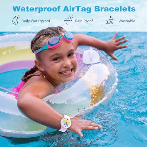 Image of Waterproof Air tag Bracelets for Kids (2 Pack) - Soft Silicone Hidden Air tag Wristband - Lightweight GPS Tracker Holder Compatible with Apple Airtag Band for Child
