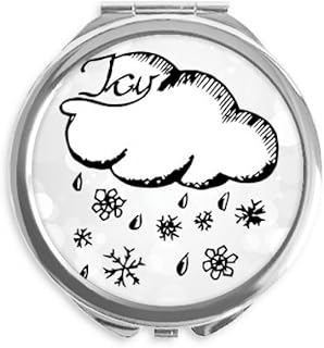 Snowflake Cloudy Hand Painted Pattern Hand Compact Mirror Round Portable Pocket Glass