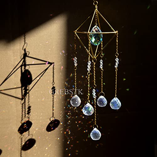 Grebstk Crystals Sun Catcher Hanging Suncatchers Chandelier Lamps Light Pendant Prisms Colorful Crystal Balls Hanging Ornament #TOP6