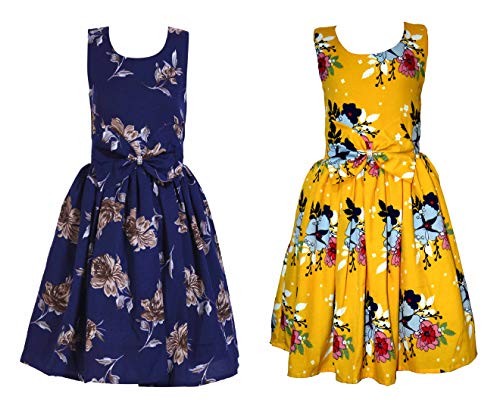 Image of Casual Frock for Baby Girls,Blue Printed and Olive Printed,Pack of 2