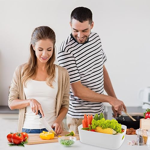 Jesdavan Aufbewahrungsbox Weiß, 4 Stück Aufbewahrungskisten, Aufbewahrungsbox Kunststoff, Korb Plastik, Ordnungsbox, Multifunktion Geeignet für Küche Bad Kleiderschrank(20 x 14 x 7 CM)