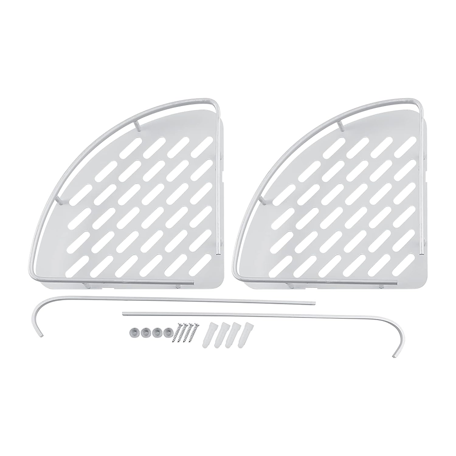 DouWen MO Aluminum Dual Tier Shower Caddy Shelf Bathroom Corner Rack Storage Stand Space Saving Towel Holder with