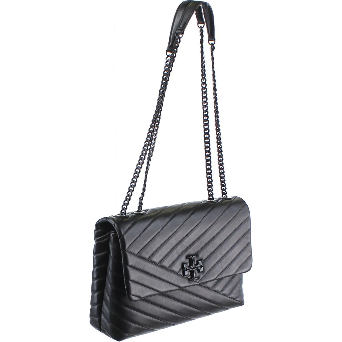 Tory Burch Womens Kira Leather Convertible Shoulder Handbag Black Medium