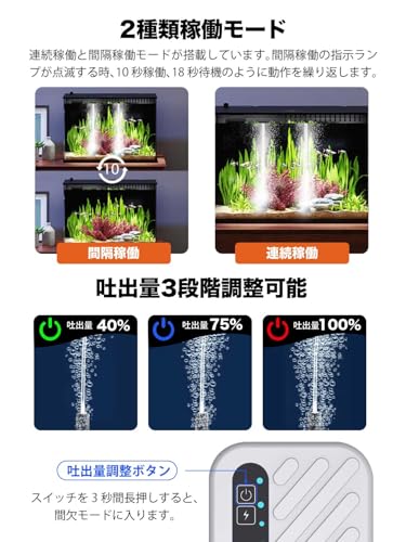 selato 釣り エアーポンプ usb エアポンプ 消音35db 小型 携帯式 酸素ポンプ の商品画像 2