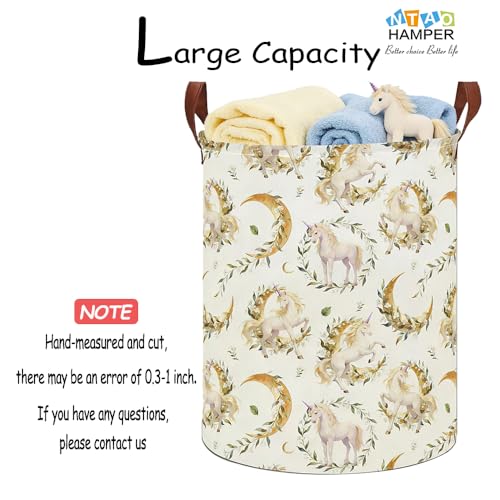 Image of Lindo Dreamy Unicorn Laundry Hamper, Laundry Basket, Baby Nursery Hamper, Waterproof Storage Bin, Clothes Organizer Basket, Room Decor (Moonlight Unicorn)