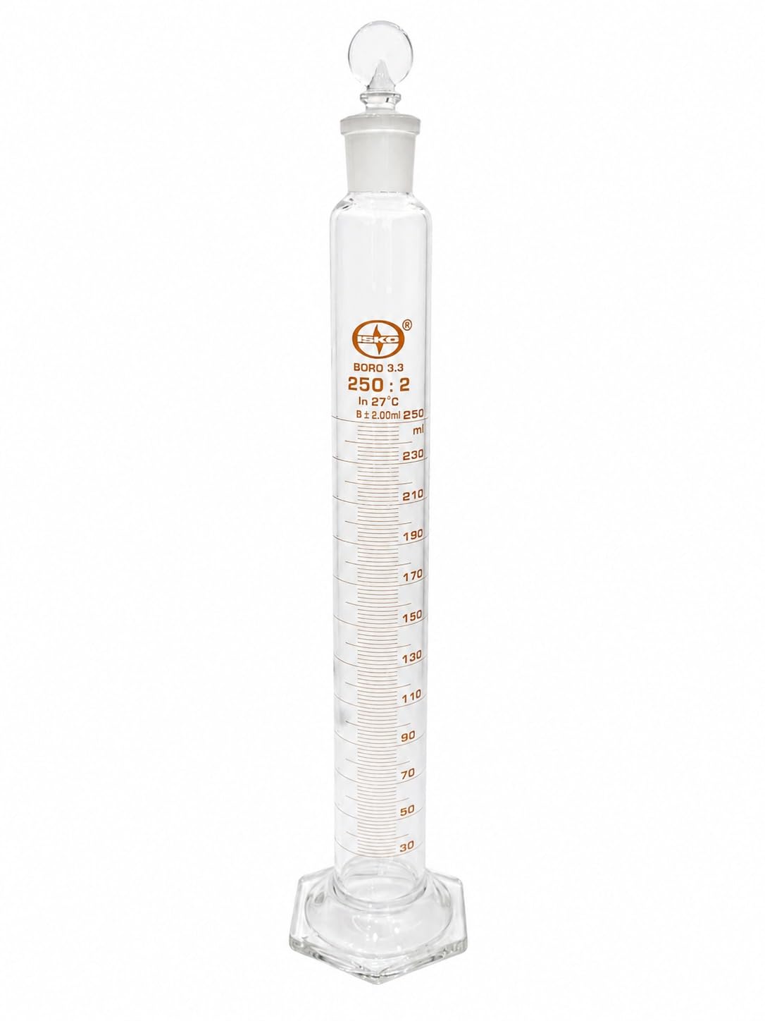 ISKO® Measuring Cylinder Hexagonal Base with Glass Stopper 250ml, Hexagonal Base (1 Pc)-image-38