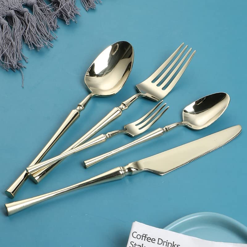 Besteck Edelstahl Besteck Löffel und Gabel Set Reisebesteck Set Gold Besteck Set 30 Stück (Farbe : Gold) (Schwarz)