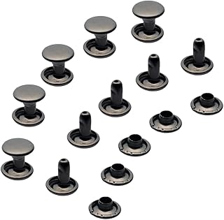 300 Sets 6mm Brass Leather Rivets Double Cap Rivet Tubular Metal Studs Repairs Decoration Craft Accessories for Leather Craft Clothes Shoes Bags Belts (Gunmetal Black)