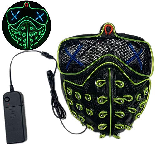 LIBWX Halloween LED Masque WD, Visage Complet, néon EL Fil s'allume pour Halloween Festival Costume Cosplay fête de noël