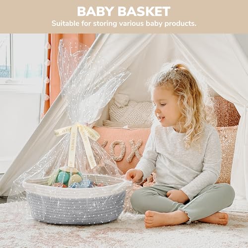 Image of CHICVITA Easter baskets, Cute Basket for Decor, Dog Toy Storage, Empty Gift Baskets to Fill, 12 inchx 8 inchx 5 inch, Grey (Pack of 2)