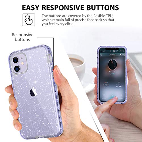 image for Lamcase for iPhone 11 Case Crystal Clear Glitter Sparkly Bling Heavy D