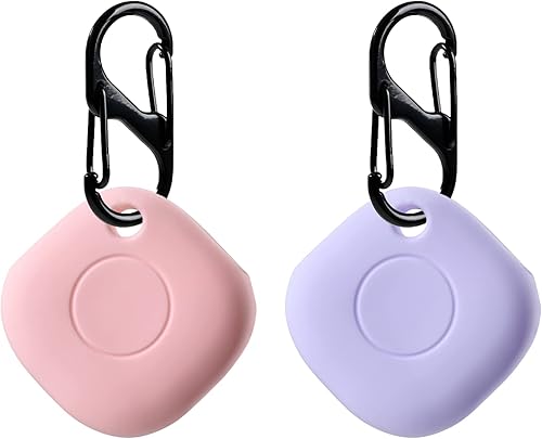 Funda de silicona para Galaxy SmartTag con llaveros, paquete de 2 fundas protectoras antiarañazos con mosquetón (rosamorado)