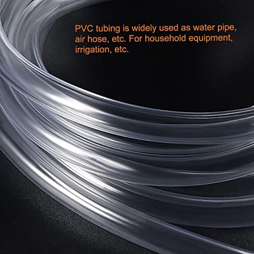 sourcing map PVC Transparent Hose Plastic Vinyl Tubing 10mm ID 12mm OD 2m Flexible for Water Tube, Air Line