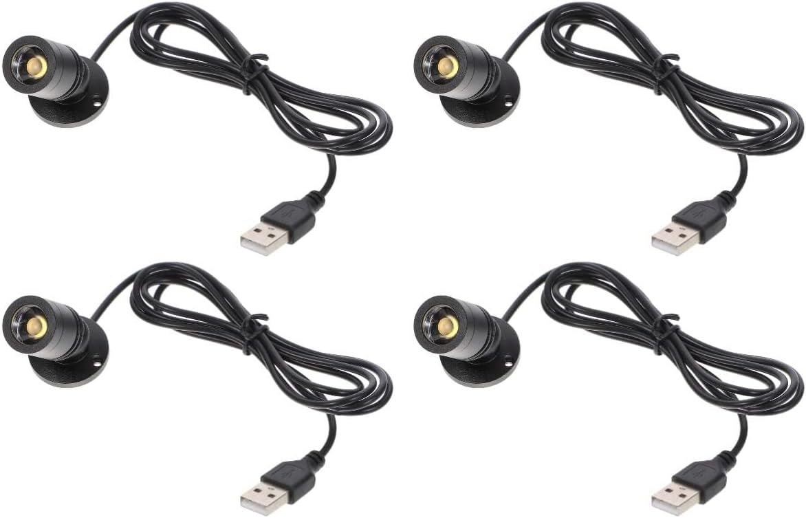 Jorunhe 1.5w White LED Mini Surface Mounted Light Jewelry Cabinet Lamp Spotlight Ac85-265v (Black 4pcs)