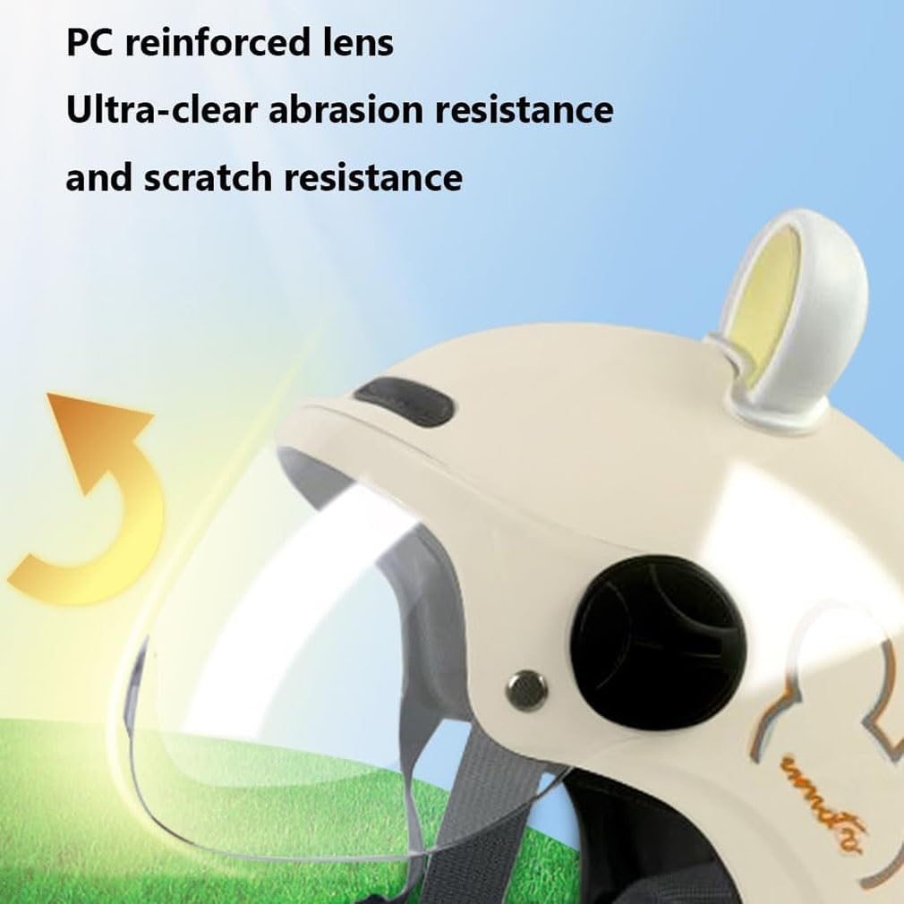 Kids Cute Motorcycle 3/4 Half Helmet with Cat Ears,DOT Approved Toddler Scooter Vespa Helmet,Child Street Dirt-Bike Go-Kart ATV Helmet for Boys Girls