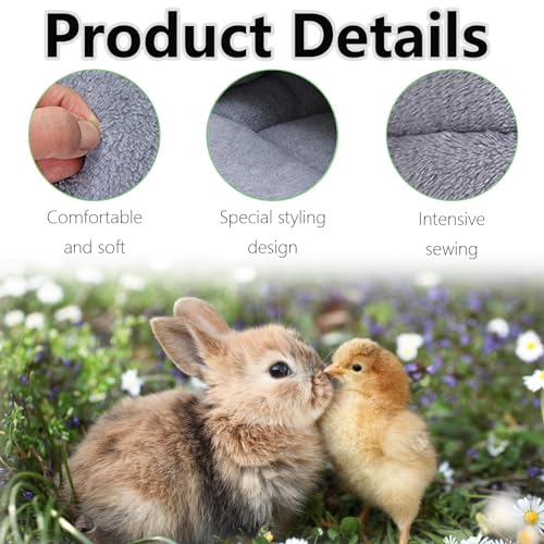 ZISHAN Guinea Pig Bed and Hideaway - Soft Cage for Small Animals Hamsters, Bunny Rabbits, Kittens - Gray, light gray - Image 3