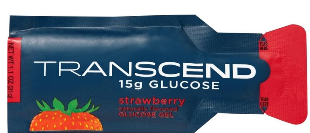 Strawberry Flavored Glucose Gels, Twenty 1.1-Ounce Packets In Brand Bag, 15-Grams Fast-Acting Glucose