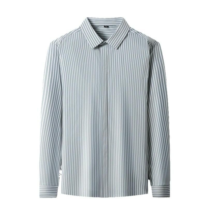 Chemise homme manches longues style coréen coupe ajustée rayée - 4